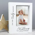 Personalised 'You Are Truly Blessed On Your Christening' 5x7 Portrait White Plastic Box Photo Frame