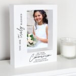Personalised 'You Are Truly Blessed On Your First Holy Communion' 5x7 Portrait White Plastic Box Photo Frame - Image 2