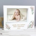 Personalised Christmas Foliage Design 7×5 Landscape White Plastic Box Photo Frame - Image 4