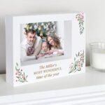 Personalised Christmas Foliage Design 7×5 Landscape White Plastic Box Photo Frame - Image 5