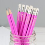 Personalised Name Only Butterfly Motif Pink Pencils (12 Pack)