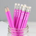 Personalised Name Only Flower Motif Pink Pencils (12 Pack)