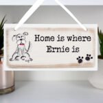 Personalised Scribble Dog Design Hanging Wooden Sign