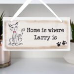 Personalised Scribble Cat Design Hanging Wooden Sign