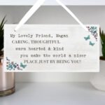 Personalised Any Message Forget Me Not Design Hanging Wooden Sign - Image 2
