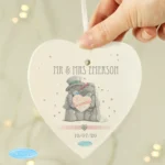 Personalised Me to You Wedding Couple Hanging Wooden Heart Decoration - Image 2