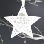 Personalised 'Twinkle Twinkle Little Star' Hanging Wooden Star Decoration - Image 3