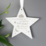 Personalised 'Twinkle Twinkle Little Star' Hanging Wooden Star Decoration - Image 4