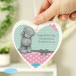 Personalised Me to You Pastel Pink Polka Dot Design Hanging Wooden Heart Decoration - Image 2
