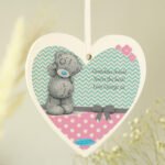 Personalised Me to You Pastel Pink Polka Dot Design Hanging Wooden Heart Decoration - Image 4
