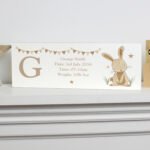 Personalised Hessian Rabbit Design Wooden Mantel Decoration