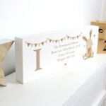 Personalised Hessian Rabbit Design Wooden Mantel Decoration - Image 3