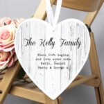 Personalised Any Message Rustic Design Large Hanging Wooden Heart Decoration - Image 2