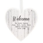 Personalised Any Message Rustic Design Large Hanging Wooden Heart Decoration - Image 4
