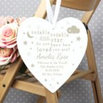 Personalised 'Twinkle Twinkle Little Star' Large Hanging Wooden Heart Decoration