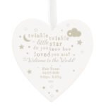 Personalised 'Twinkle Twinkle Little Star' Large Hanging Wooden Heart Decoration - Image 3