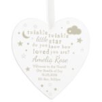 Personalised 'Twinkle Twinkle Little Star' Large Hanging Wooden Heart Decoration - Image 4