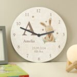Personalised Hessian Rabbit Design Shabby Chic Wooden Wall Clock - Image 2