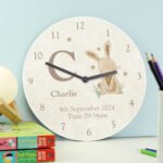 Personalised Hessian Rabbit Design Shabby Chic Wooden Wall Clock - Image 3