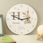 Personalised Hessian Rabbit Design Shabby Chic Wooden Wall Clock - Image 4