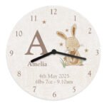 Personalised Hessian Rabbit Design Shabby Chic Wooden Wall Clock - Image 5
