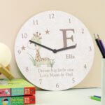 Personalised Hessian Giraffe Design Shabby Chic Wooden Wall Clock - Image 3