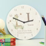 Personalised Hessian Giraffe Design Shabby Chic Wooden Wall Clock - Image 4