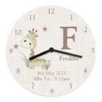 Personalised Hessian Giraffe Design Shabby Chic Wooden Wall Clock - Image 5