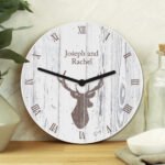 Personalised Highland Stag Design Shabby Chic Wooden Wall Clock - Image 2