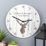 Personalised Highland Stag Design Shabby Chic Wooden Wall Clock - Image 3