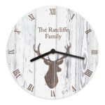 Personalised Highland Stag Design Shabby Chic Wooden Wall Clock - Image 5
