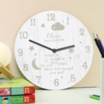 Personalised 'Twinkle Twinkle Little Star' Shabby Chic Wooden Wall Clock - Image 3
