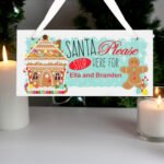 Personalised Gingerbread House Design 'Santa Stop Here' Hanging Wooden Sign - Image 2
