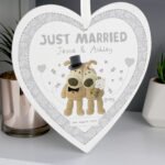 Personalised Boofle Wedding 'Just Married' Large Hanging Wooden Heart Decoration - Image 3