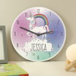 Personalised Rainbow Unicorn Design Wooden Wall Clock - Image 2