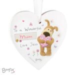 Personalised Boofle Flowers Design Hanging Wooden Heart Decoration - Image 4