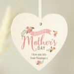 Personalised Floral Bouquet Design 'Happy Mother's Day' Wooden Heart Decoration - Image 2