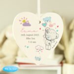 Personalised Tiny Tatty Teddy Pink Hanging Wooden Heart Decoration - Image 2