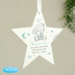 Personalised Blue Tiny Tatty Teddy Hanging Wooden Star Decoration - Image 3
