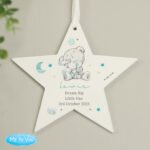 Personalised Blue Tiny Tatty Teddy Hanging Wooden Star Decoration