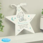 Personalised Blue Tiny Tatty Teddy Hanging Wooden Star Decoration - Image 3
