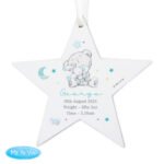 Personalised Blue Tiny Tatty Teddy Hanging Wooden Star Decoration - Image 4
