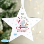 Personalised Tiny Tatty Teddy Sleigh 'My 1st Christmas' Wooden Star Decoration - Image 4