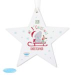 Personalised Tiny Tatty Teddy Sleigh 'My 1st Christmas' Wooden Star Decoration - Image 5