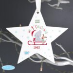 Personalised Tiny Tatty Teddy Sleigh 'My 1st Christmas' Wooden Star Decoration - Image 2