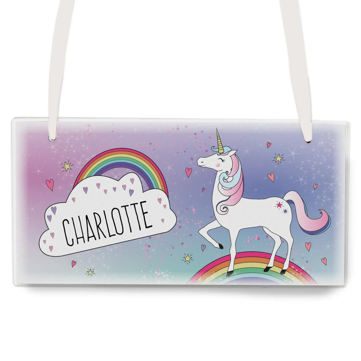 Personalised Rainbow Unicorn Design Hanging Wooden Sign - Image 3