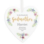 Personalised Any Message Floral Watercolour Design Large Wooden Heart Decoration - Image 4