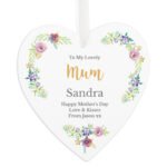 Personalised Any Message Floral Watercolour Design Large Wooden Heart Decoration - Image 5
