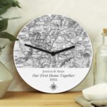 Personalised 1805 - 1874 Old Series Map Compass Design Wooden Wall Clock - Image 2