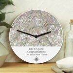 Personalised Present Day Map Compass Motif Wooden Wall Clock - Image 2
